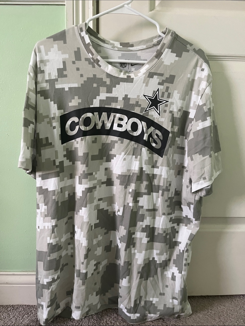 NFL Cowboys White & Gray Digital Camo Short Sleeve Tee